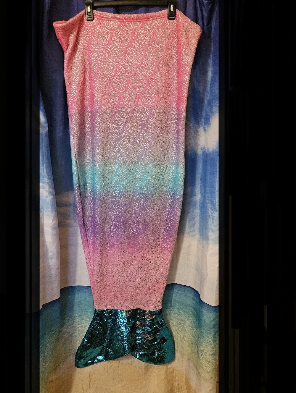 Child's Mermaid Sequin Sleep Blanket Pink Multicolor